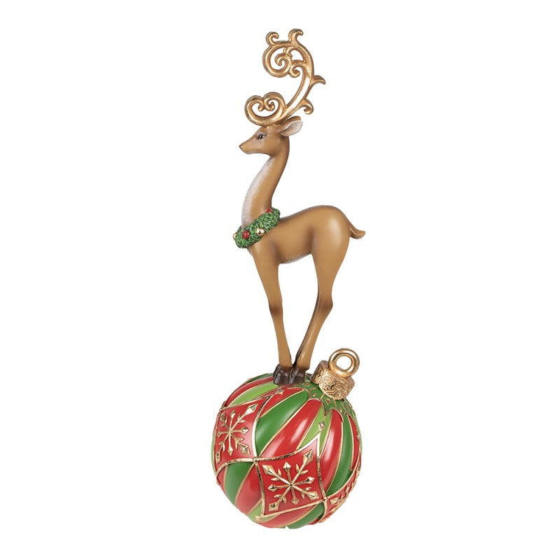 Beeld Rendier op Kerstbal 43cm - Clayre & Eef