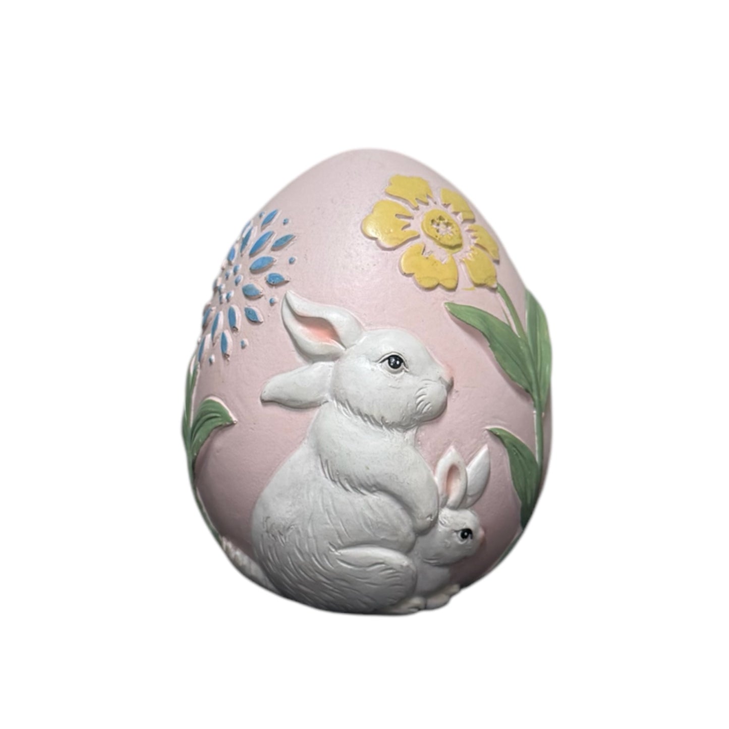 Decoratie ei met konijn 14cm