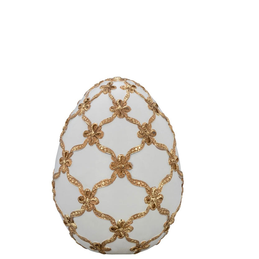 Decoratie Ei Goud Lint - Wit