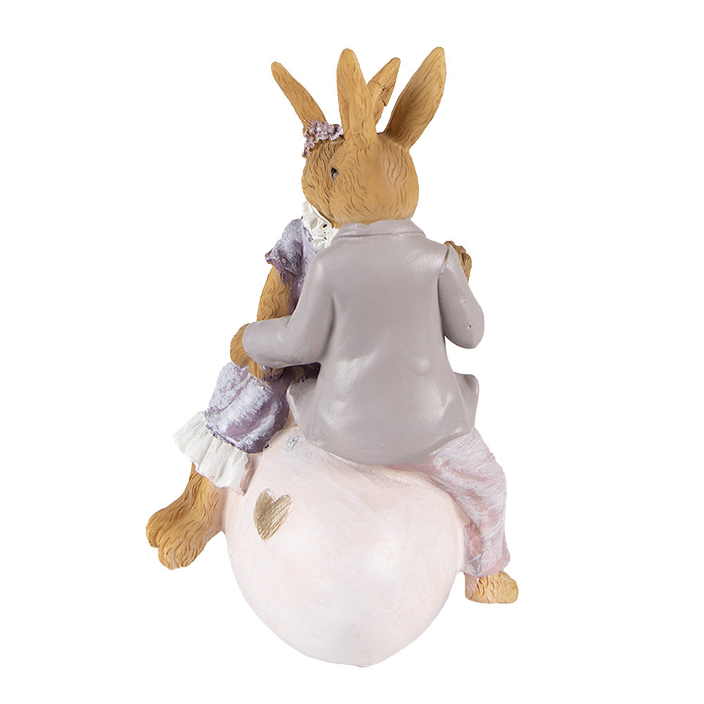 Beeld Konijnen Koppel Lila 15cm - Clayre & Eef