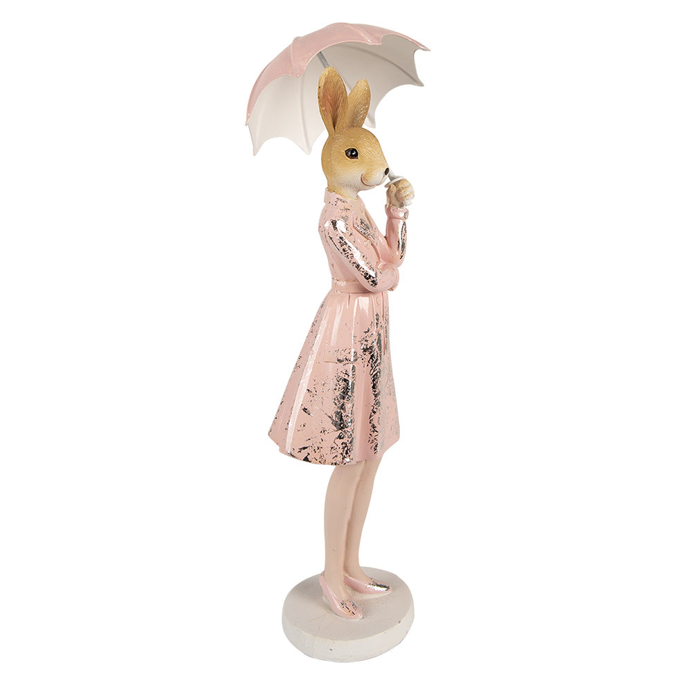 Beeld Konijn Paraplu Roze 28cm - Clayre & Eef