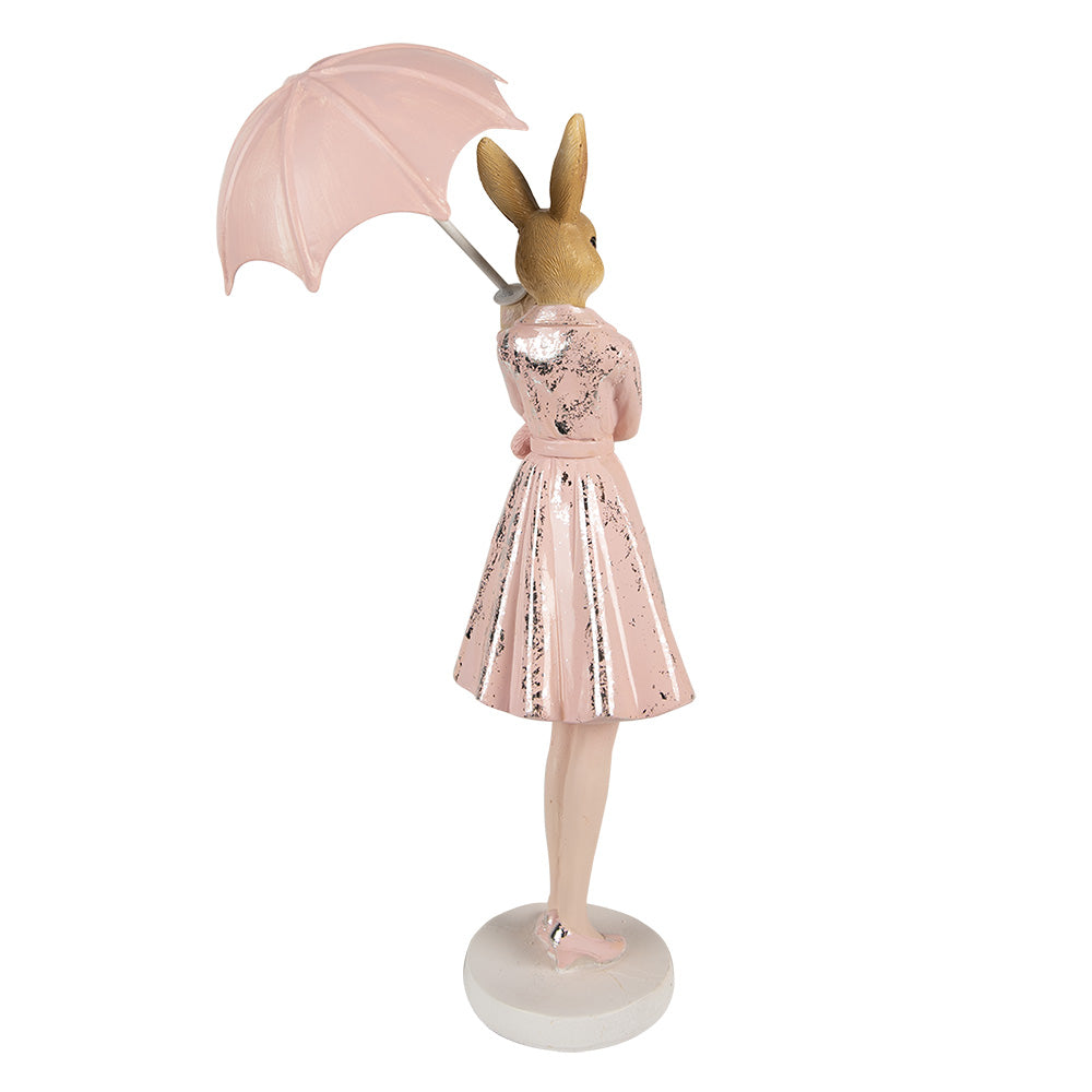 Beeld Konijn Paraplu Roze 28cm - Clayre & Eef