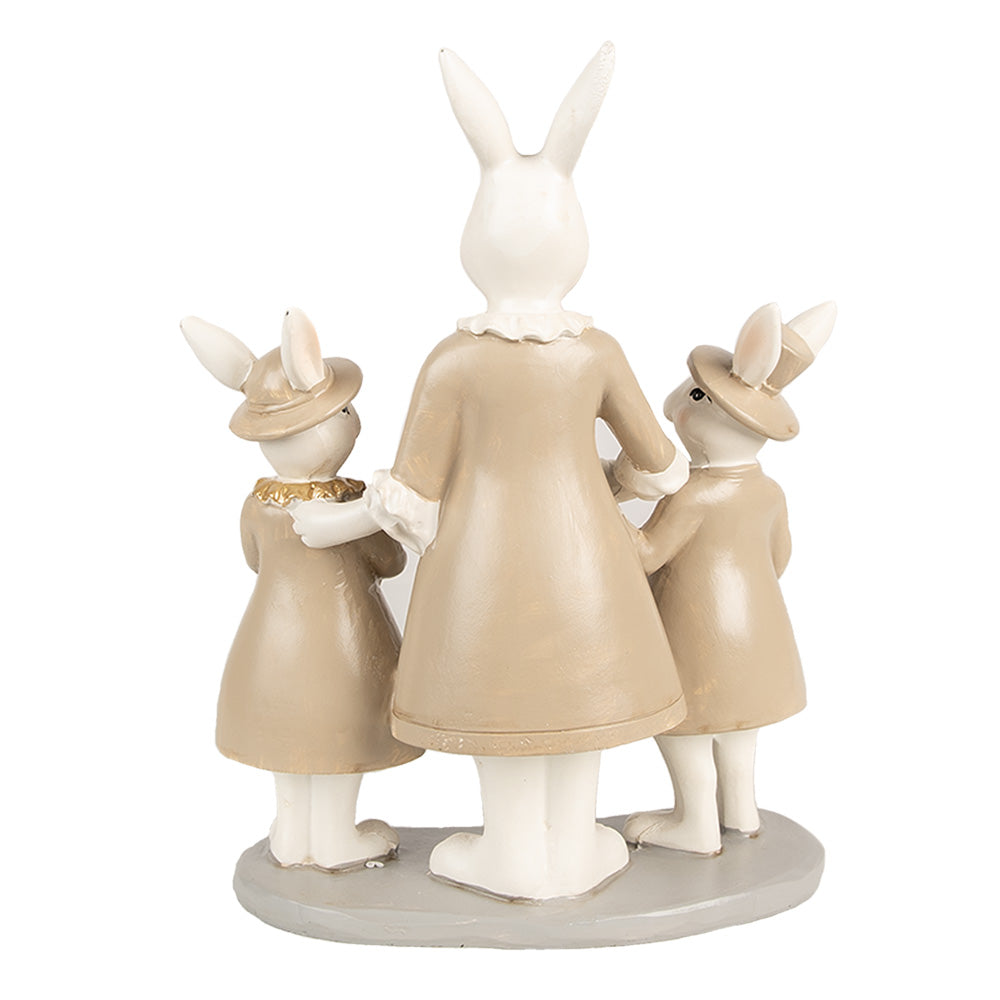 Beeld Konijn met 2 Kindjes Beige Goud 21cm - Clayre & Eef