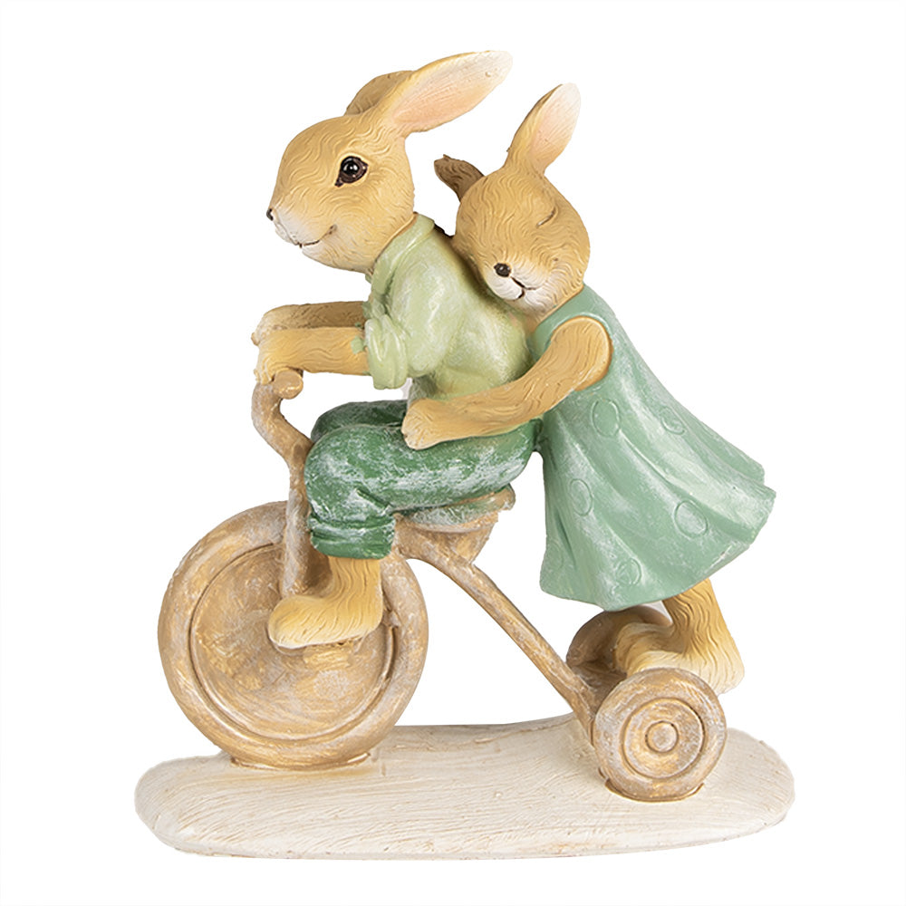 Beeld Konijnen Fiets Groen 14 cm - Clayre & Eef