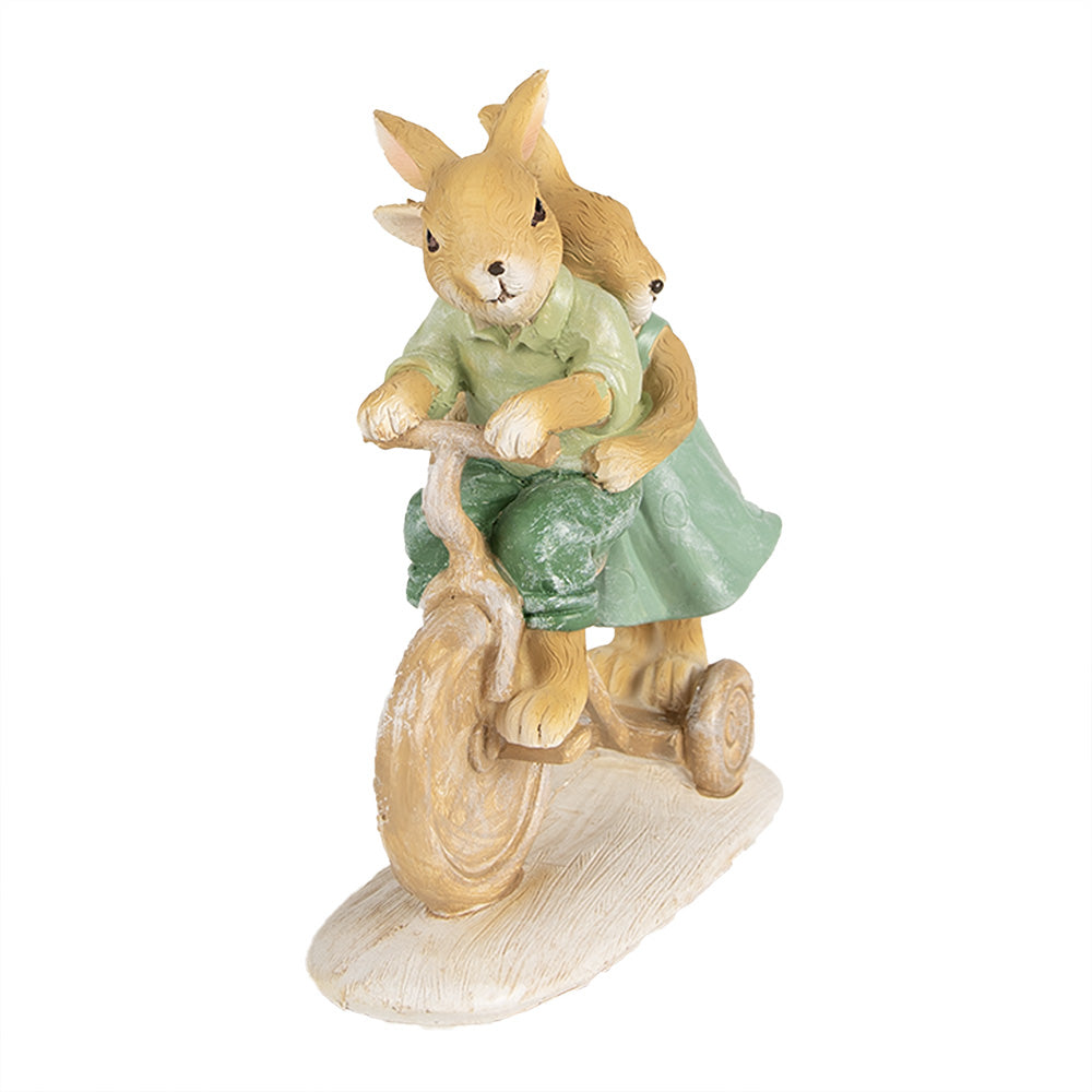 Beeld Konijnen Fiets Groen 14 cm - Clayre & Eef
