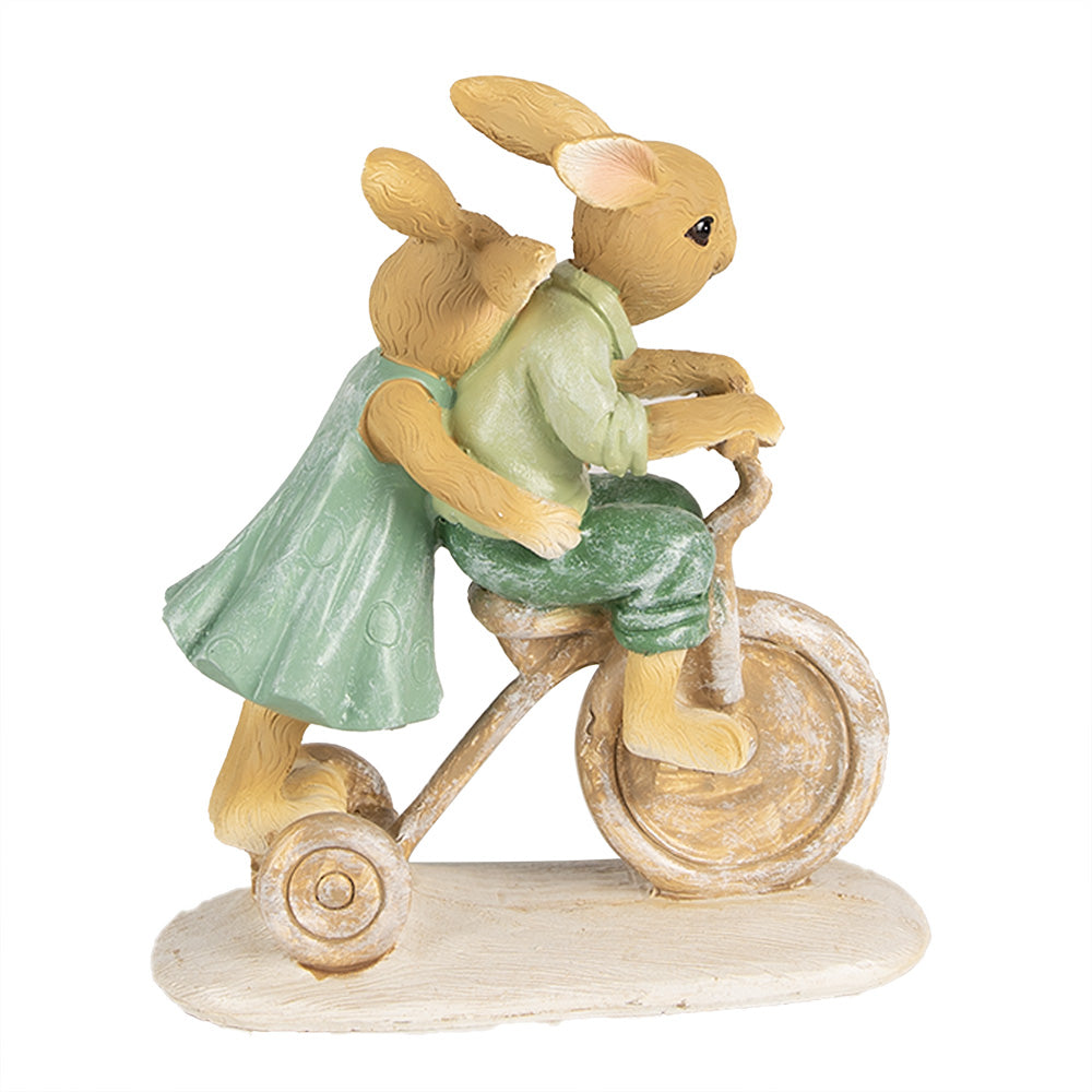 Beeld Konijnen Fiets Groen 14 cm - Clayre & Eef