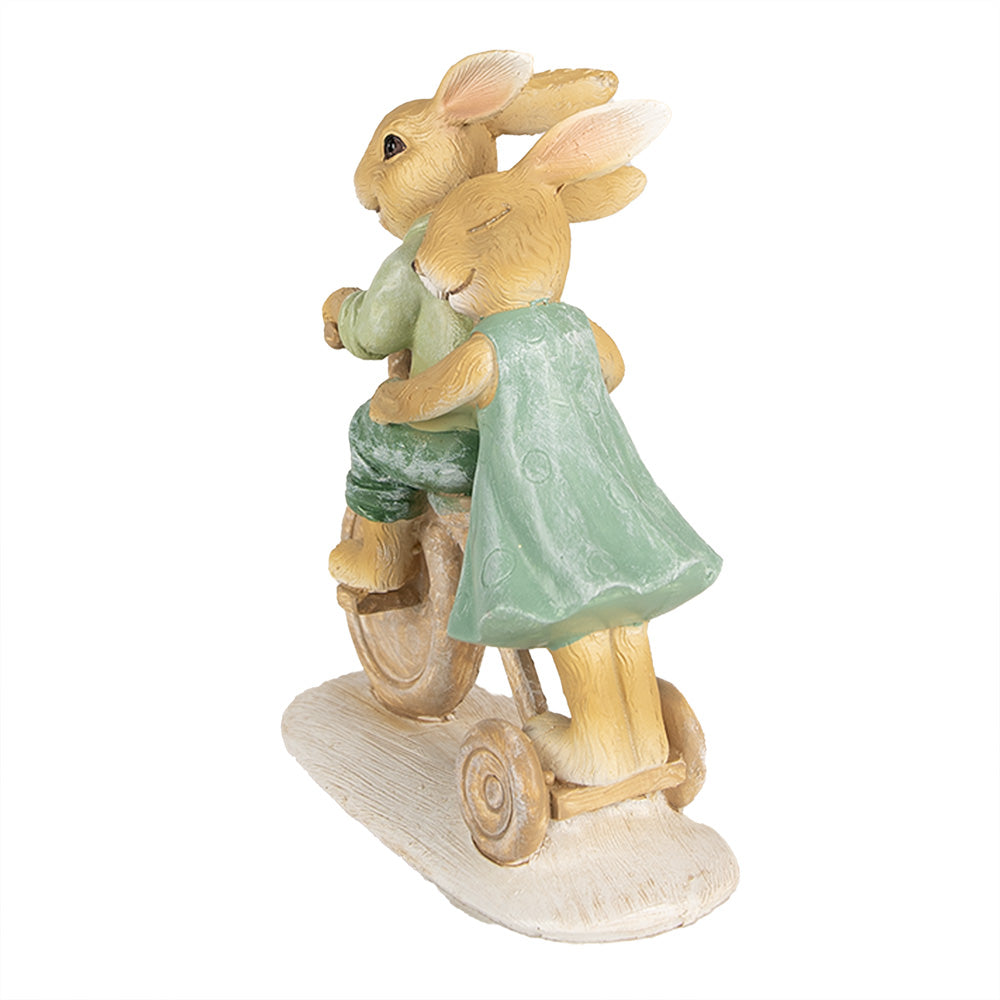 Beeld Konijnen Fiets Groen 14 cm - Clayre & Eef