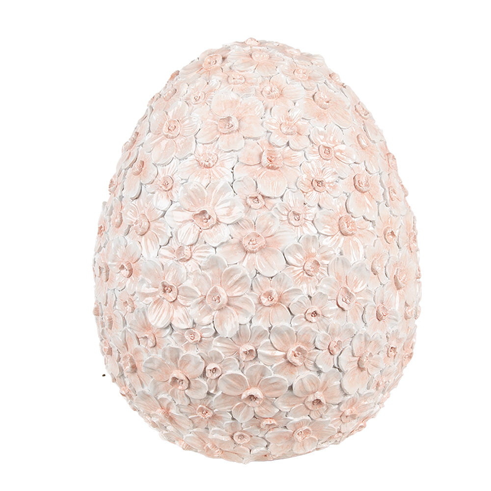Decoratie ei met bloemen roze 27cm - Clayre & Eef