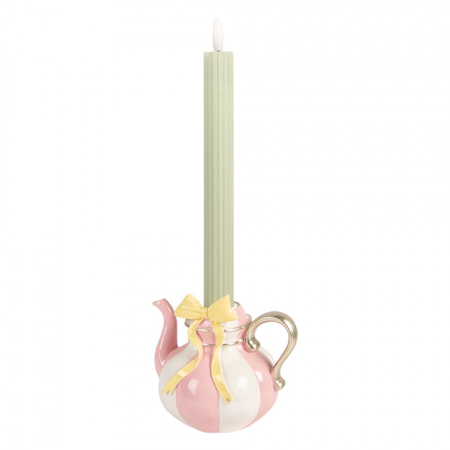 Kandelaar theepot roze 11cm - Clayre & Eef