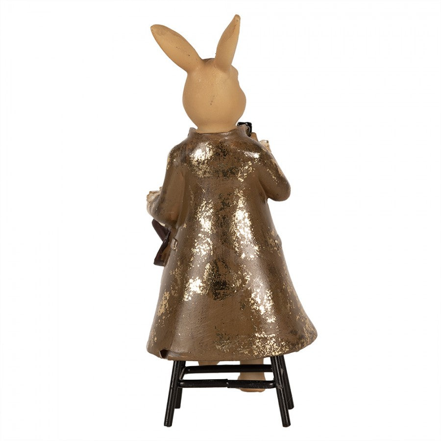Beeld Konijn Kruk Bruin 20 cm- Clayre & Eef