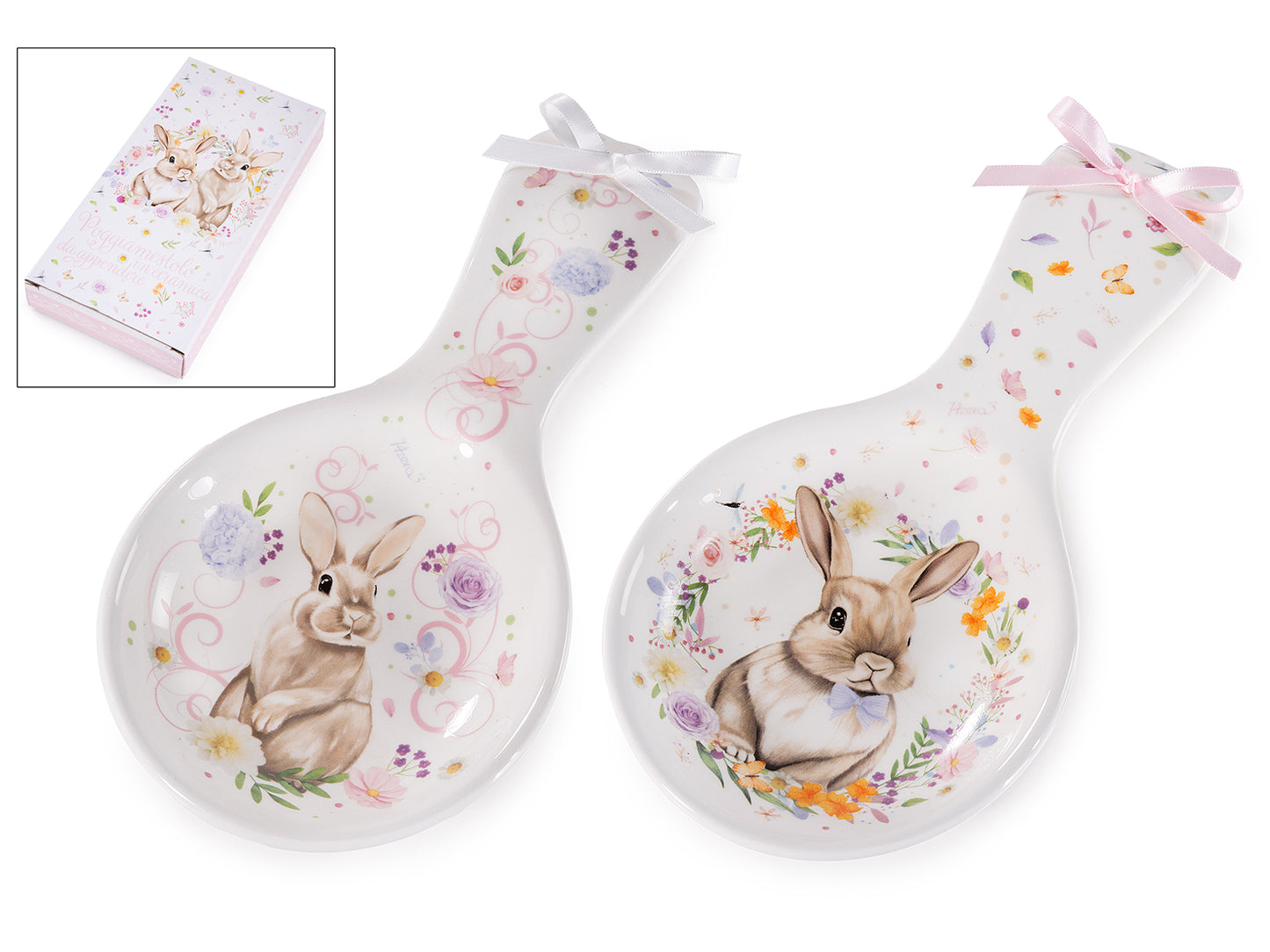 Set 2 lepelhouders ‘Floral Bunny’