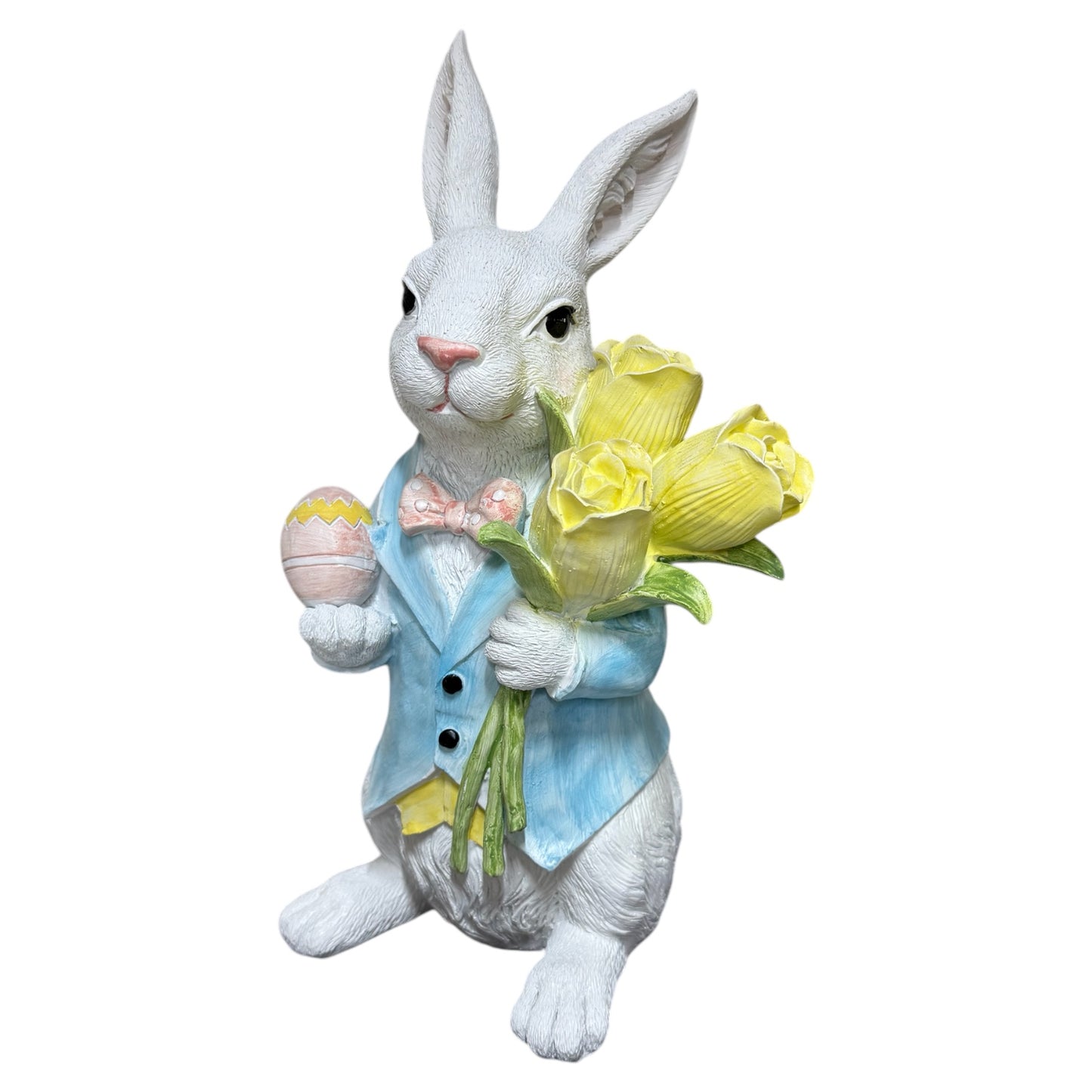 Beeld konijn gele rozen 37cm