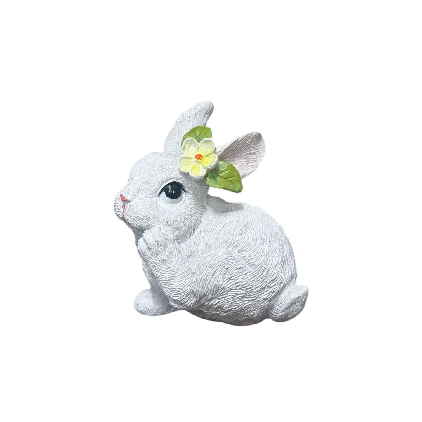 Beeldje konijn met bloem 8cm