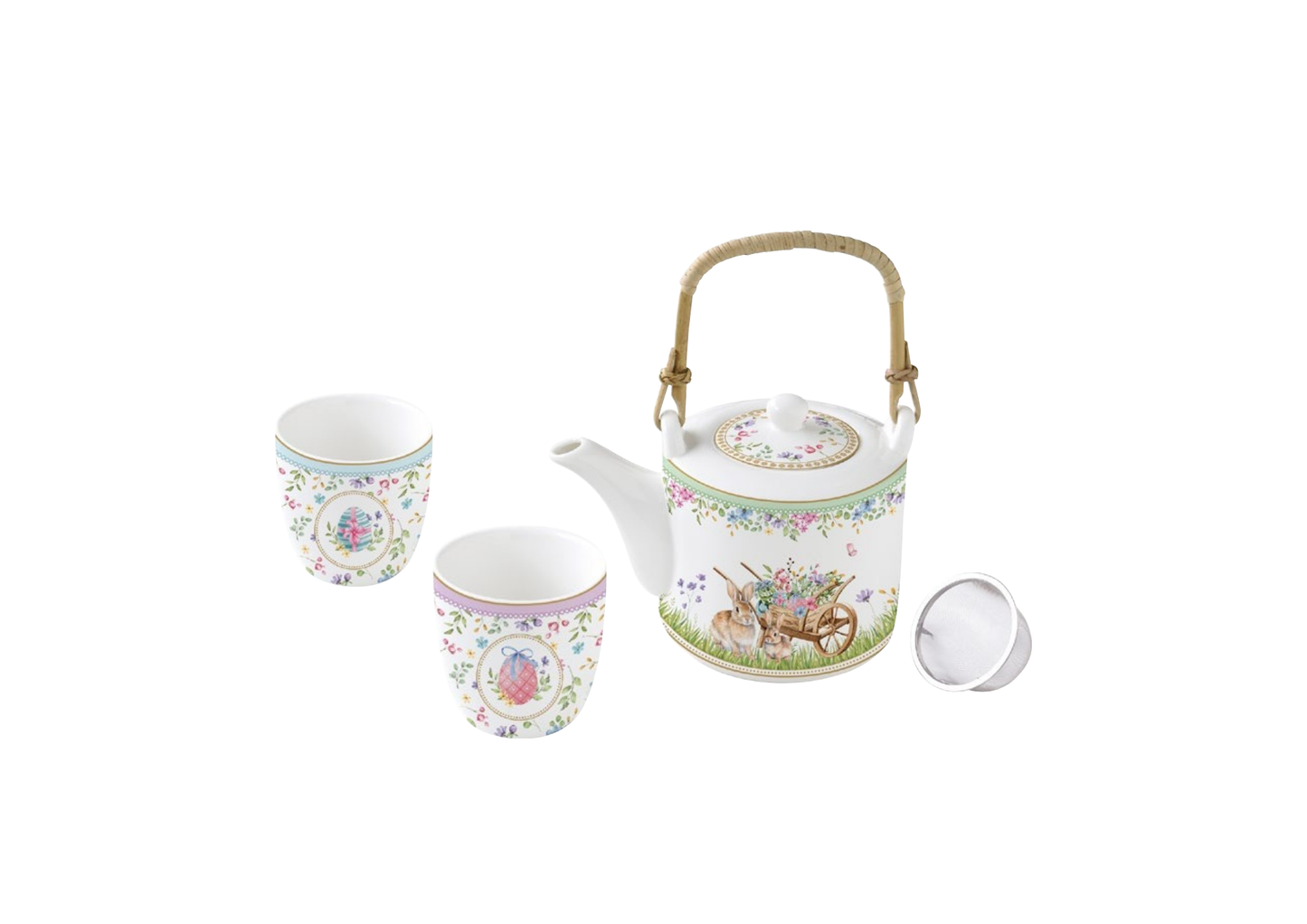 Theepot 600ml met 2 Bekers 160ml - Spring Bloom