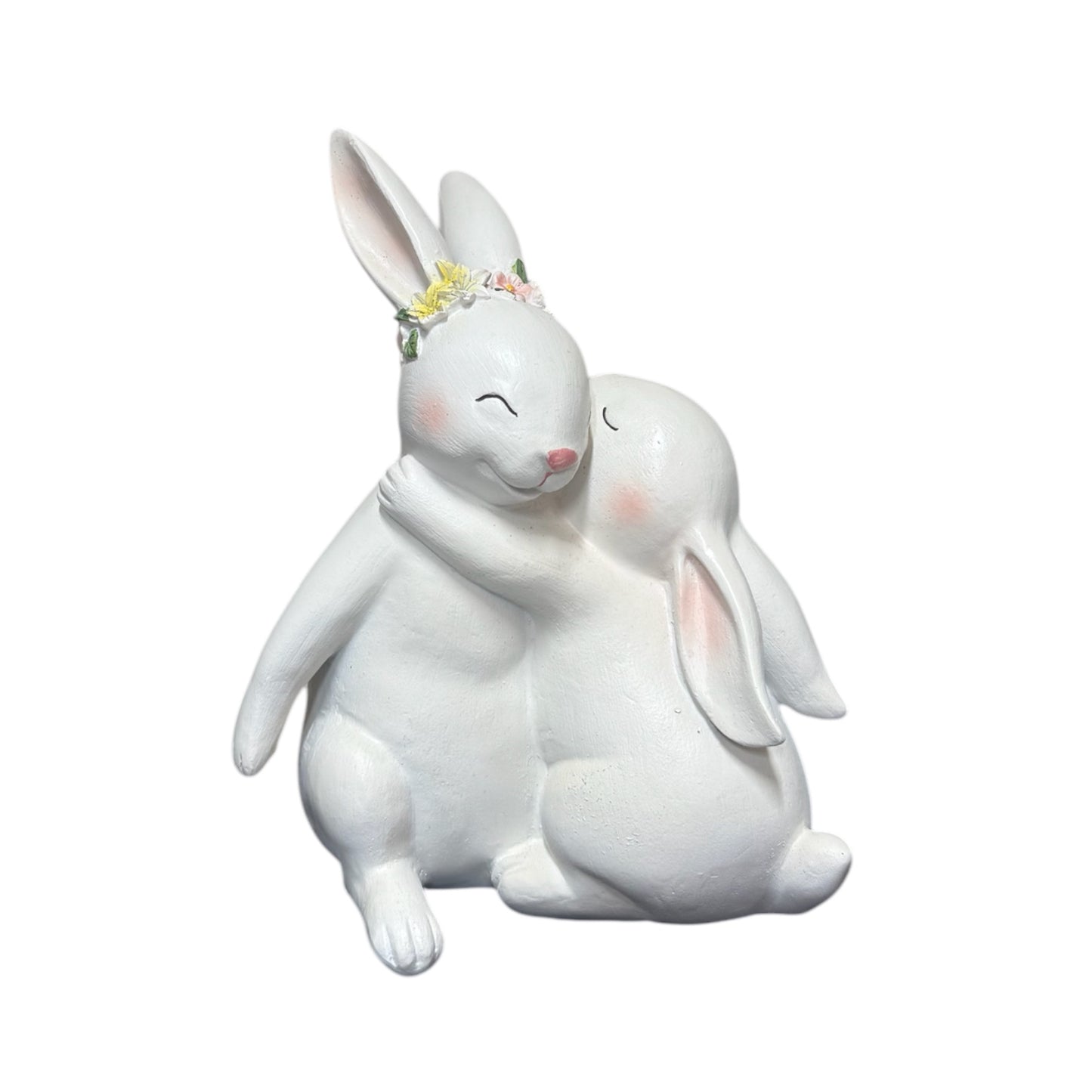 Beeld knuffelende konijnen 22cm