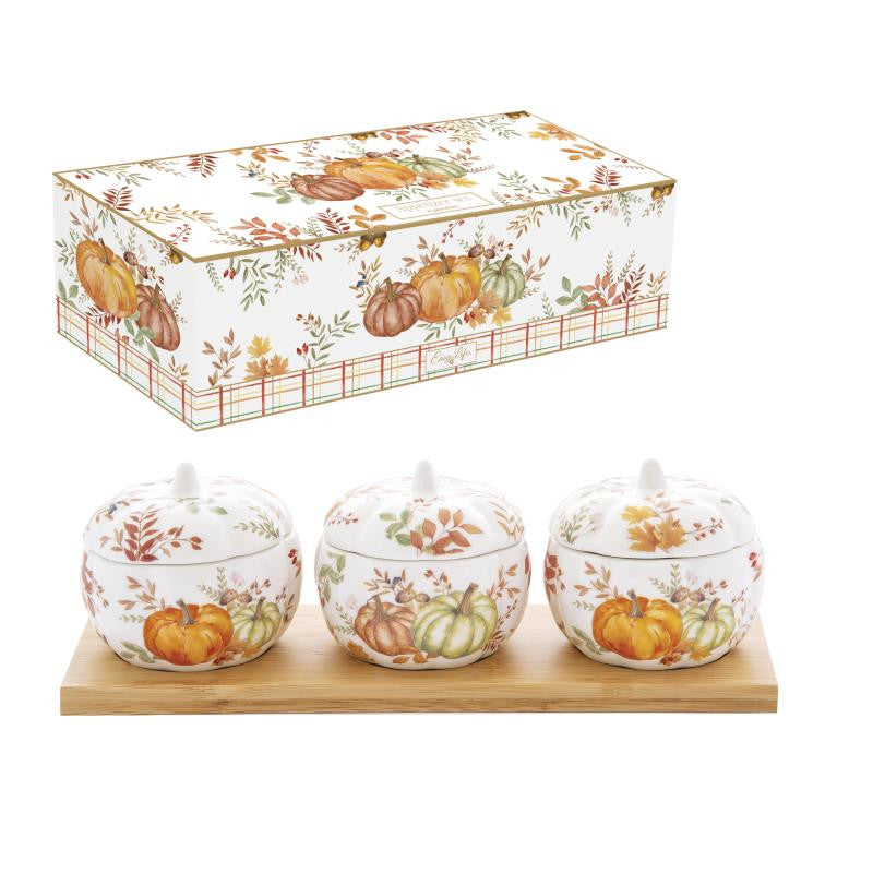 Aperitief set / voorraadpotjes op bamboo tray - Harvest