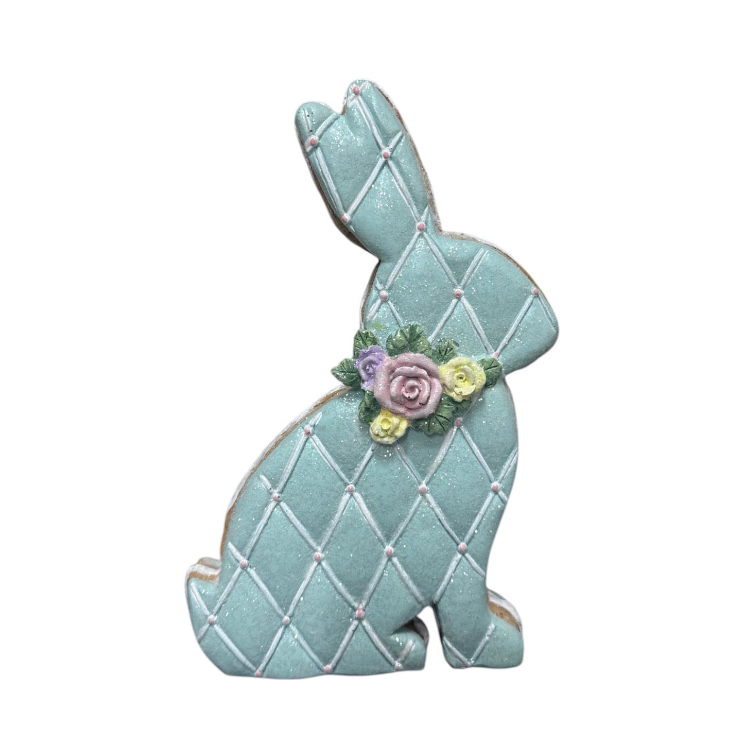 Beeld konijn koekje blauw 20cm