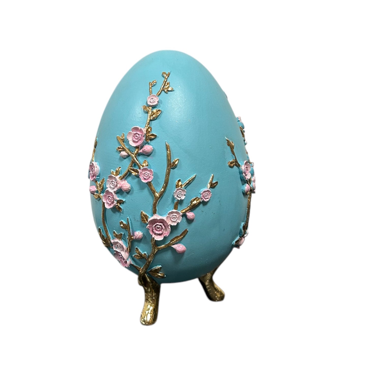 Ei turquoise en bloesem 18cm - Clayre & Eef