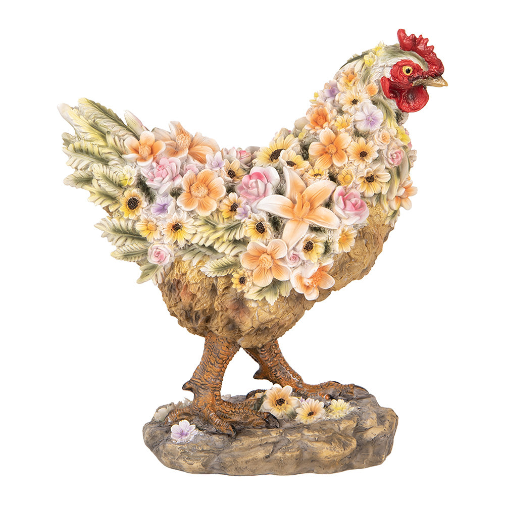 Kip met bloemen 31cm - Clayre & Eef