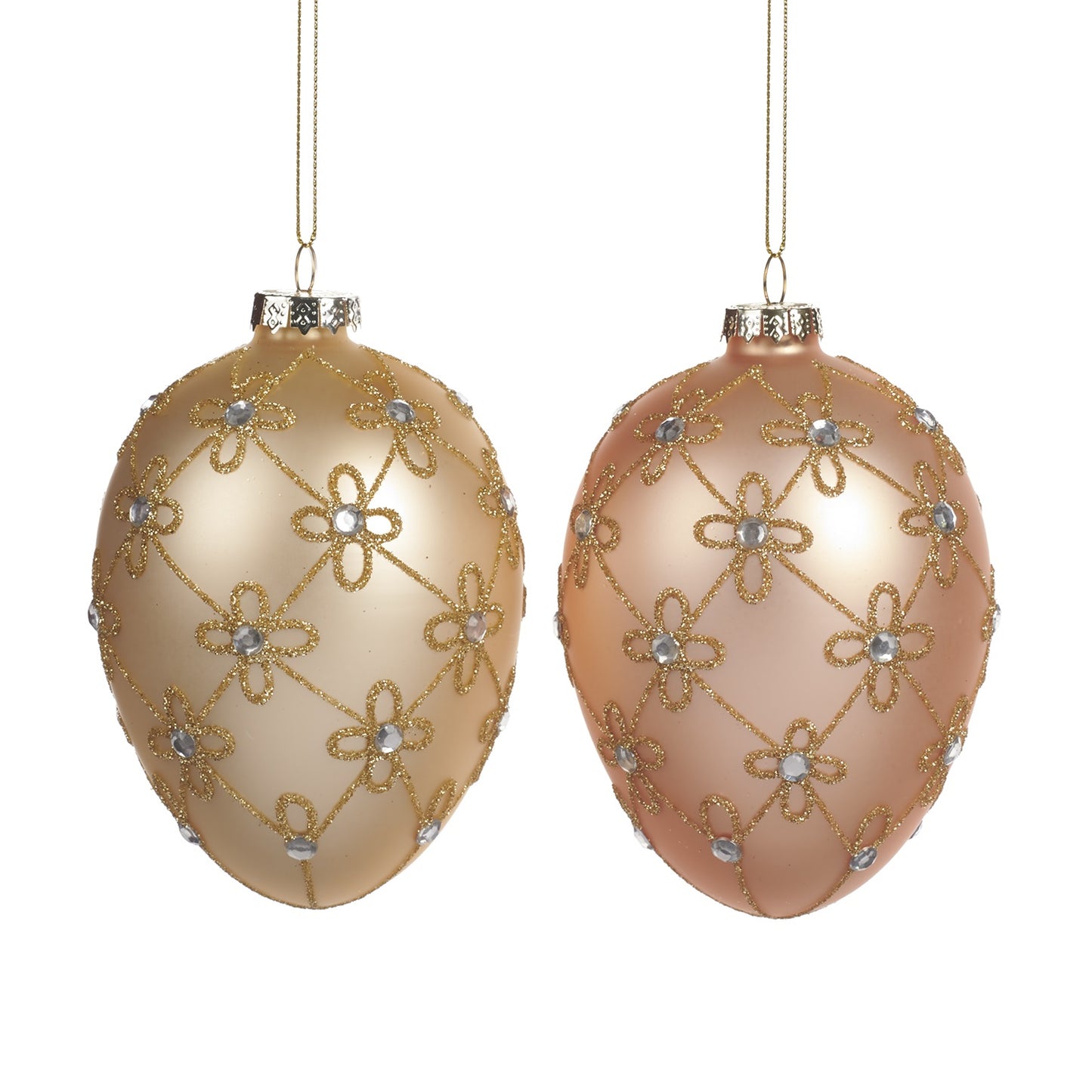 Goodwill Hangers Ei Mat Glas Jewels Creme/Roze 12cm