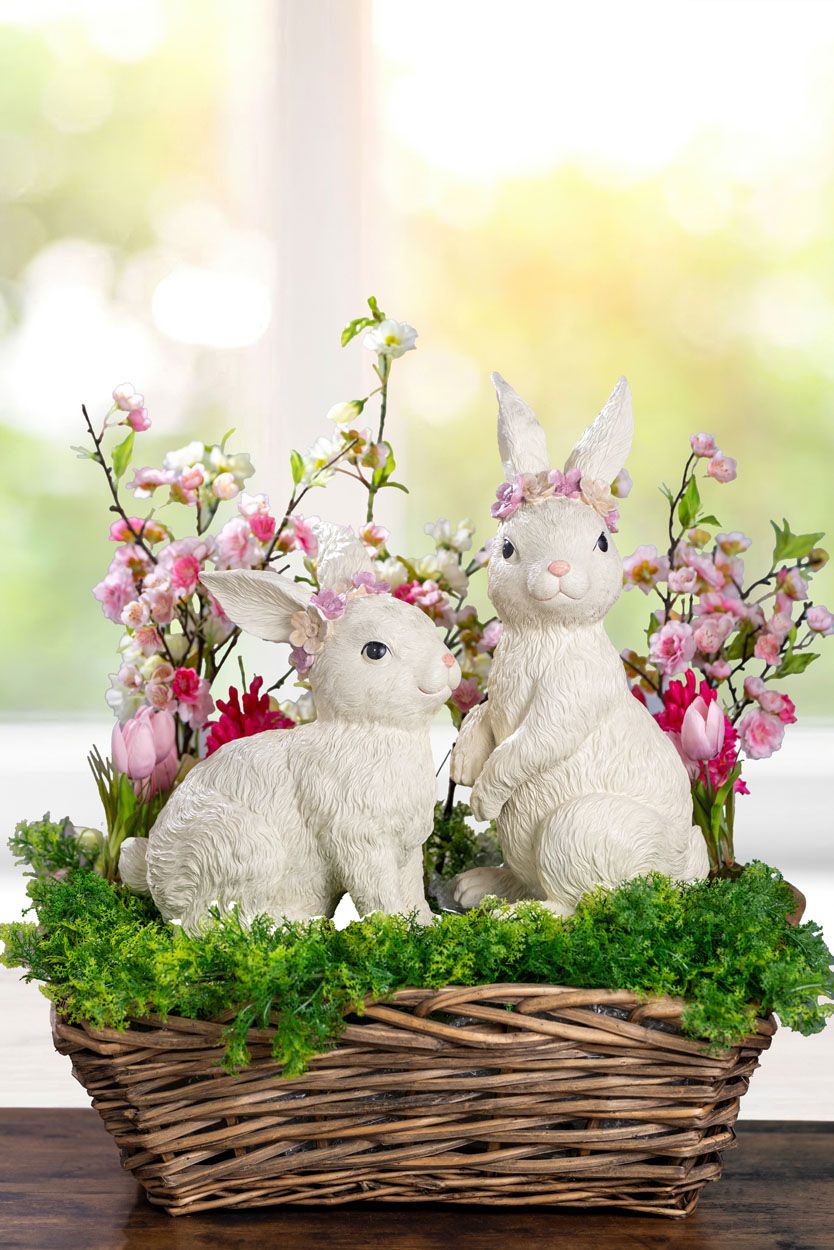 Konijn bloemenkrans staand 39cm