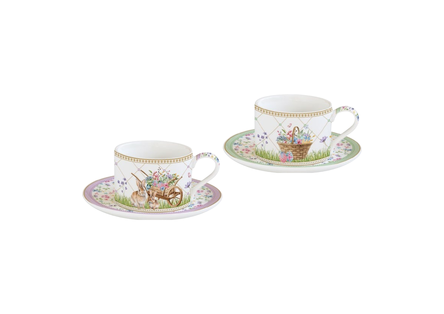 Set Kop en Schotels 2st 240ml - Spring Bloom