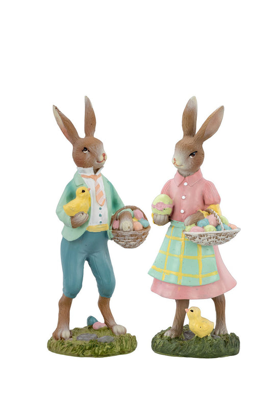 Set Beeldjes Konijnenpaar 12cm