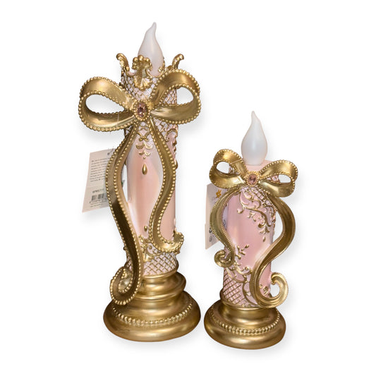 Decoratie kandelaar met led roze 34cm | Clayre & Eef