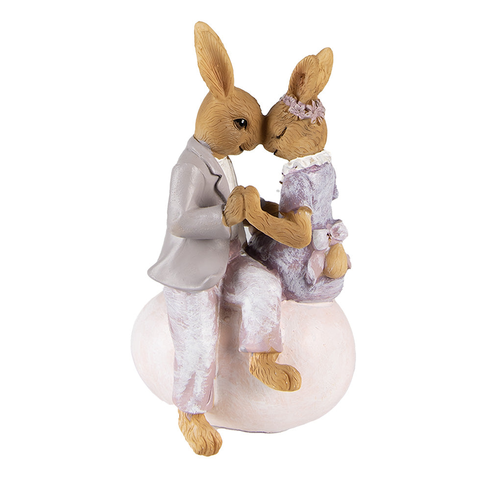 Beeld Konijnen Koppel Lila 15cm - Clayre & Eef