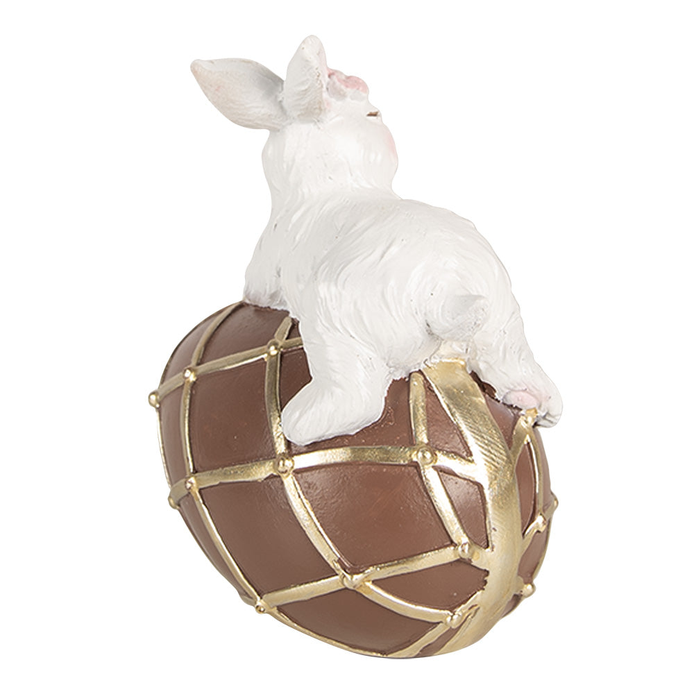 Beeld Konijn Wit op Choco Ei 11cm - Clayre & Eef