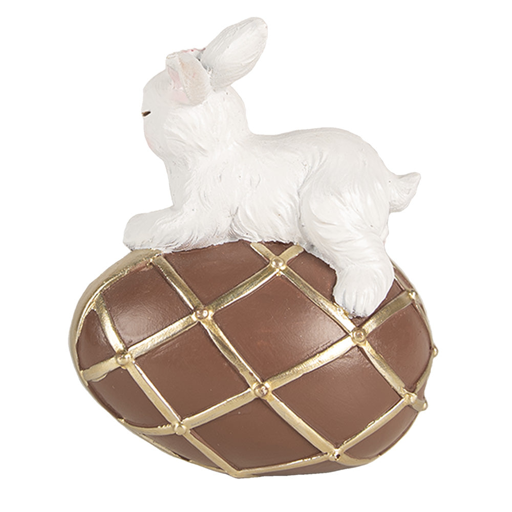 Beeld Konijn Wit op Choco Ei 11cm - Clayre & Eef