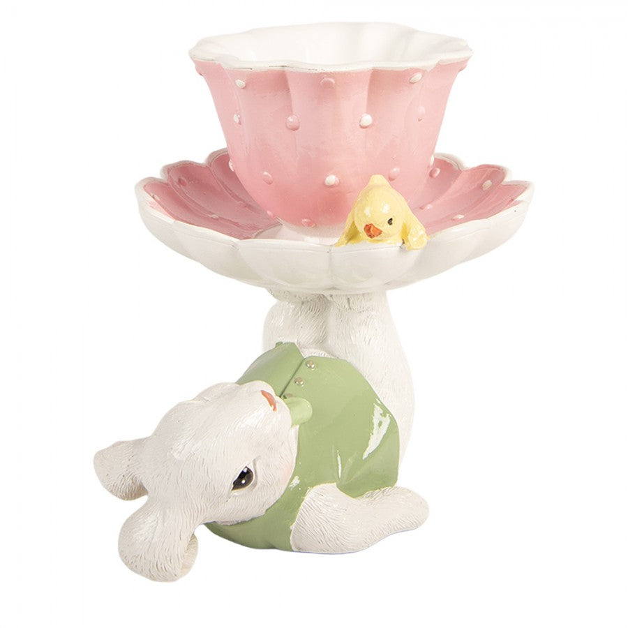 Decoratie konijn liggend onder kopje 17cm - Clayre & Eef