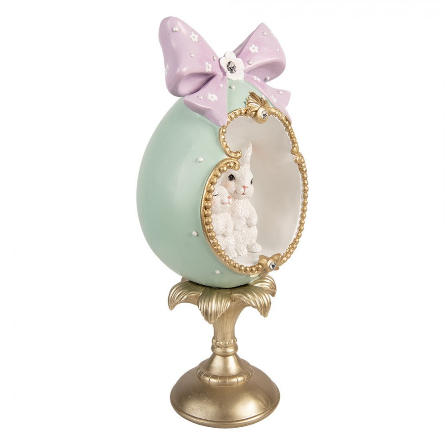 Decoratie ei open met strik en 2 konijntjes 41cm - Clayre & Eef