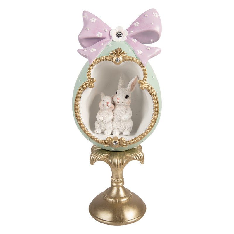 Decoratie ei open met strik en 2 konijntjes 41cm - Clayre & Eef