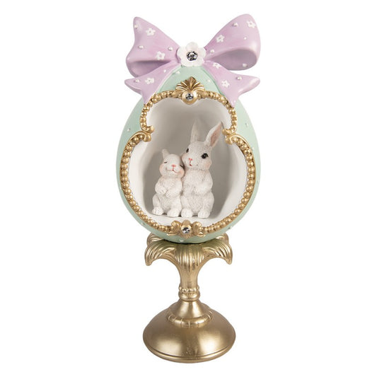 Decoratie ei open met strik en 2 konijntjes 41cm - Clayre & Eef