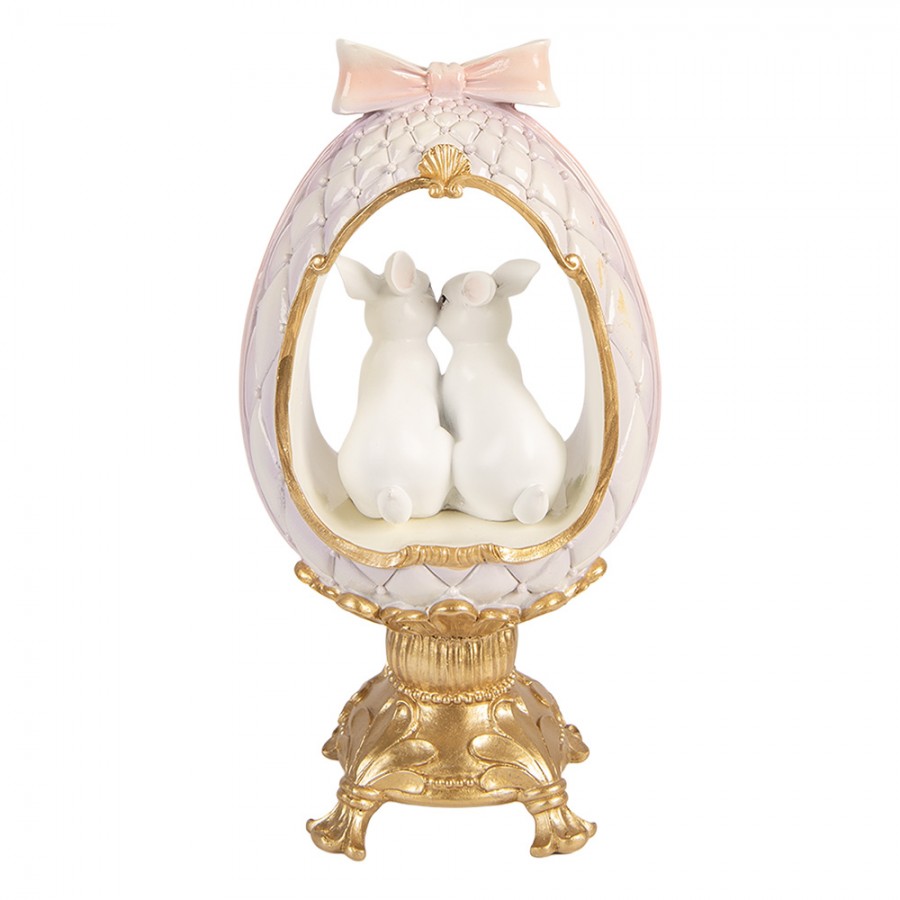 Beeld open ei konijntjes wit 31cm - Clayre & Eef