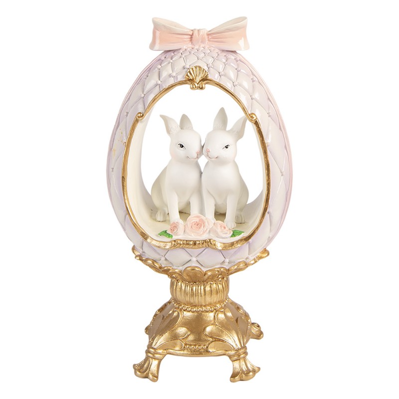 Beeld open ei konijntjes wit 31cm - Clayre & Eef