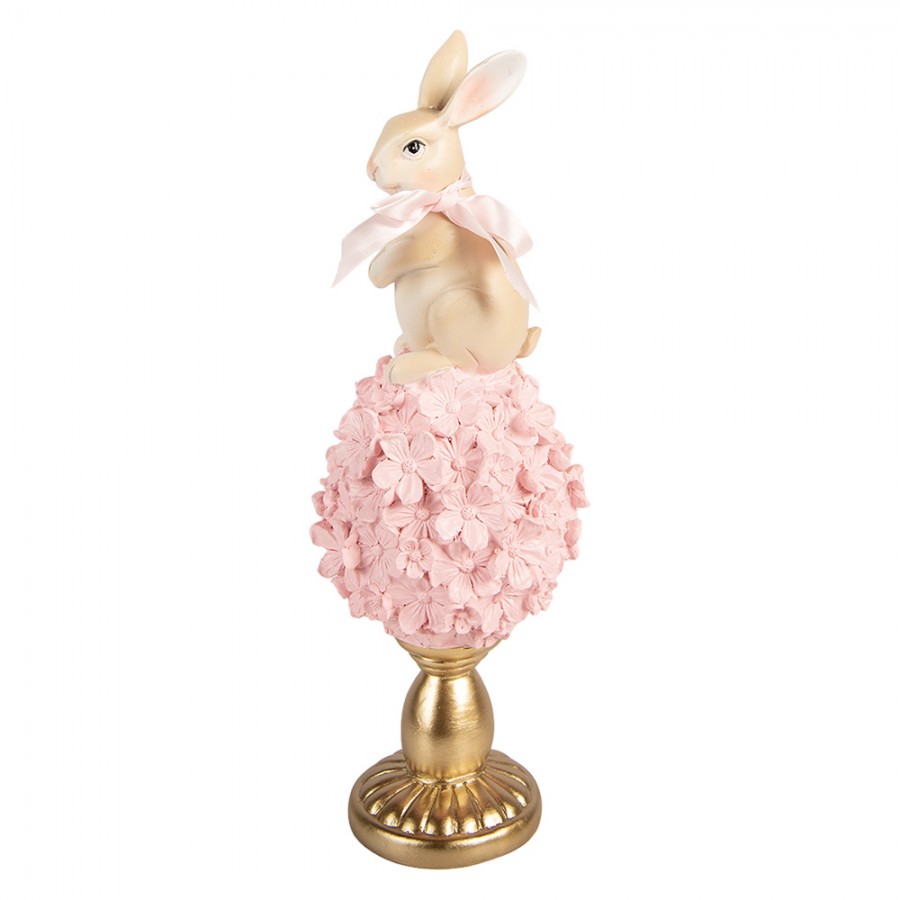 Decoratie konijn op bloemen ei 32cm - Clayre & Eef