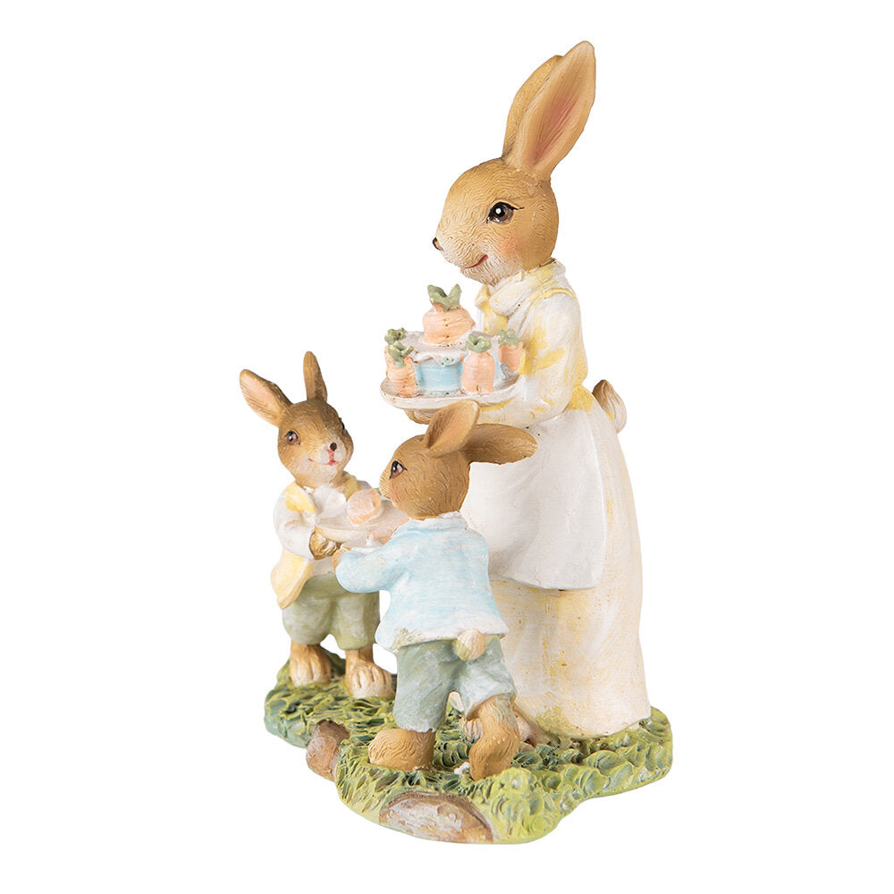 Clayre & Eef Pasen - Beeld Konijn Mama Met Taart 15cm