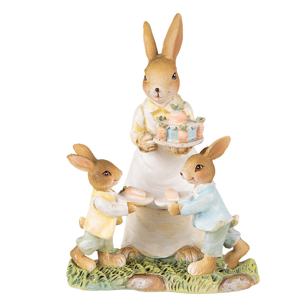 Clayre & Eef Pasen - Beeld Konijn Mama Met Taart 15cm