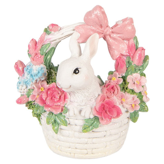 Beeld konijn in mandje 16cm - Clayre & Eef