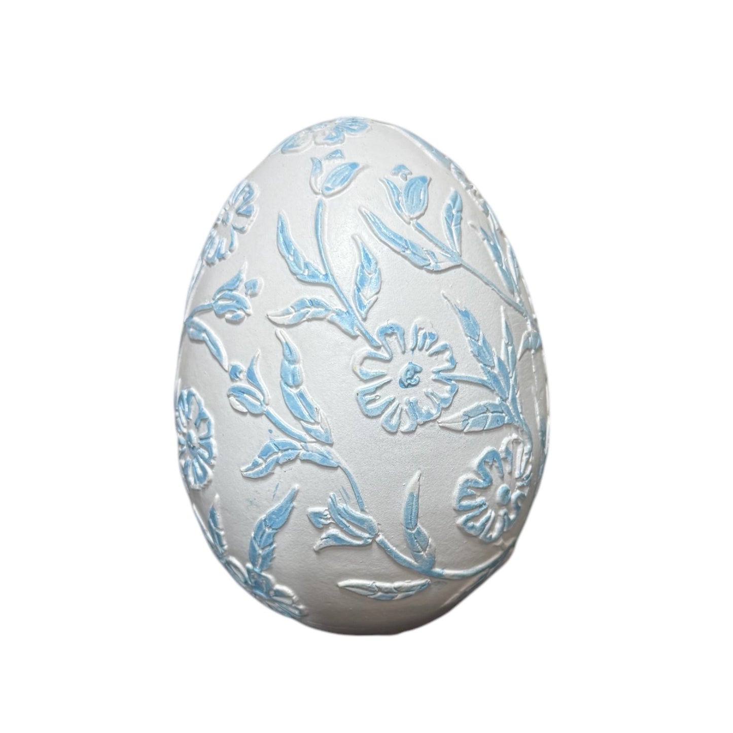 Decoratie ei wit blauw 12cm
