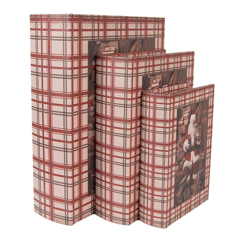 Set decoratieve boeken / opbergdozen kerstman - Clayre & Eef
