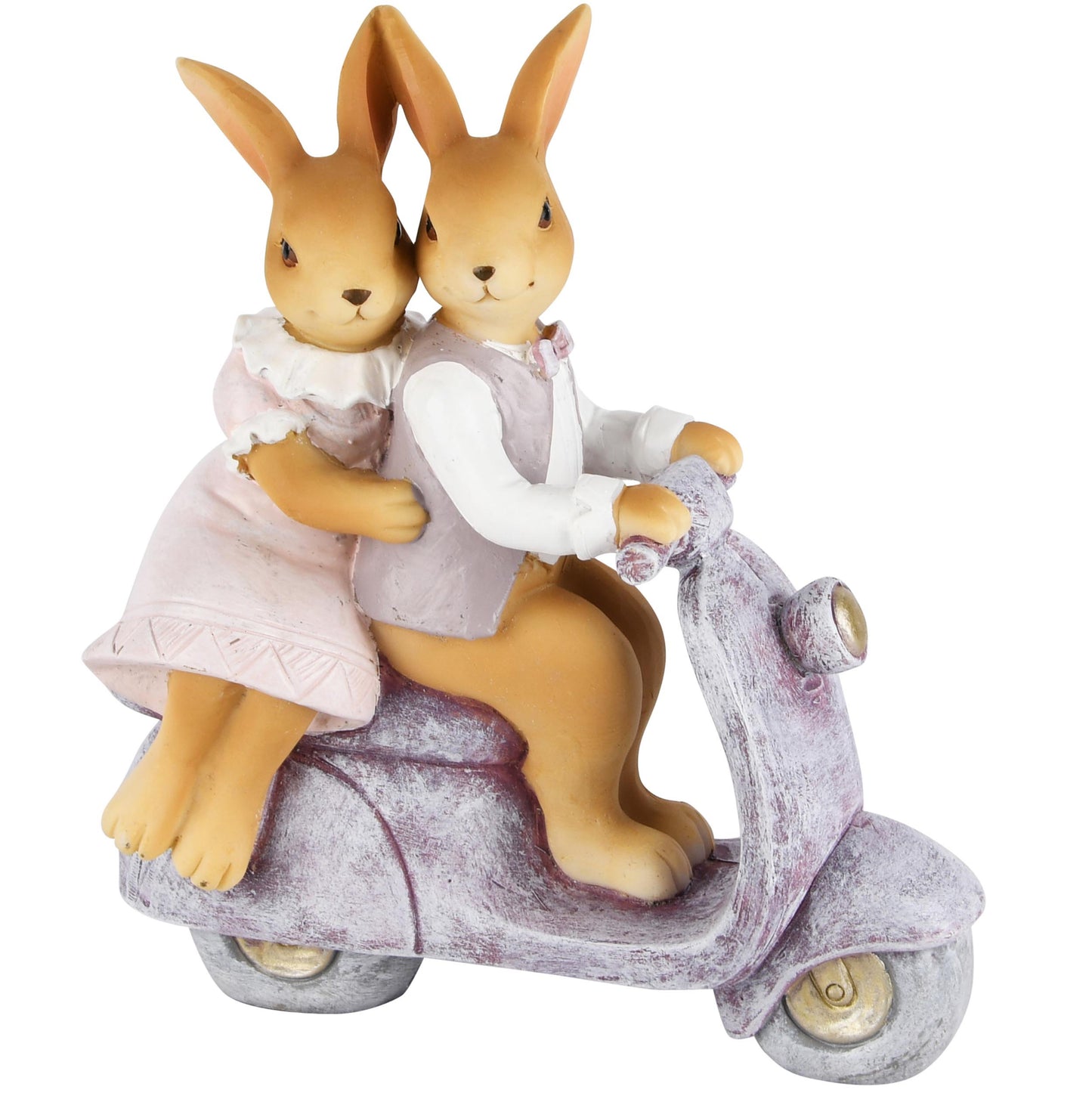 Beeld Konijnen op Scooter Lila 15 cm  - Dekoratief